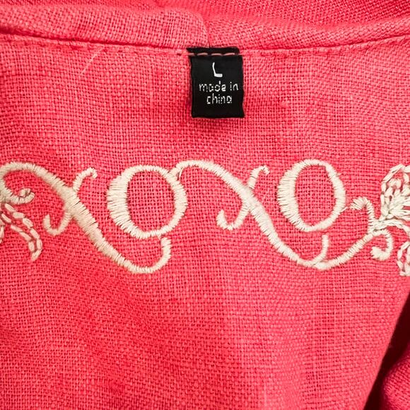 XOXO Linen Jacket Womens L Y2K Boho Ruffle Cute Blazer Work Office Career Summer - Picture 4 of 6